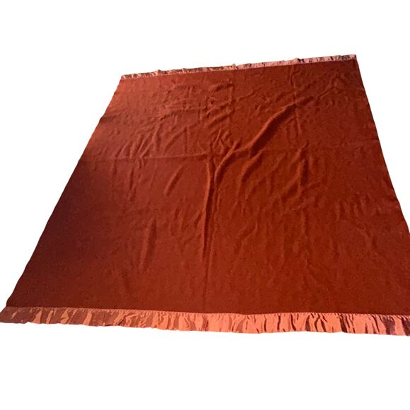 Vintage Acrylic Blanket Burnt Orange Rust Satin Trim USA 76x87 grandma retro - Picture 2 of 6
